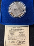 1941-1991 Pearl Harbor 50th Anniv. medal, one Troy oz. .999 Silver