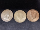 (4) Silver half dollars (1963-D, three 1964). Bid times four.