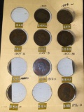 Book w/ (19) French centimes coins, all 1800's dates.