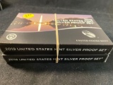 (2) US Mint SILVER proof sets (2018, 2019), ten coin sets. Bid times two.
