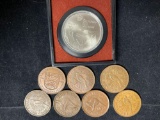 (5) Great Britain pennys (1940, 1944, 1952, 1962, 1964, 1966), 1976 Canadian Olympiad Montreal coin.