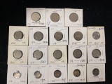 (15) Canadian five cent pcs. (1900 thru 1944 dates), (3) Canada quarters (1968, 1973, 2006).