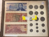 (3) Mexican bills & (16) Mexican coins.