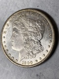 1890-CC Morgan dollar, AU.