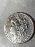 1893-CC Morgan dollar, AU.