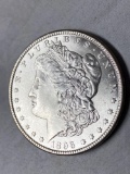 1896 Morgan dollar, AU.