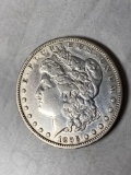 1896-O Morgan dollar, AU.