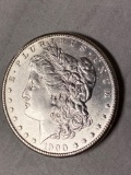 1900-S Morgan dollar, AU.