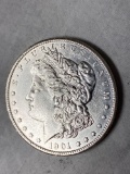 1901-S Morgan dollar, AU.