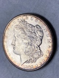 1902-S Morgan dollar, AU.