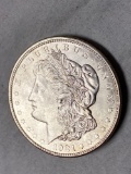 1921-D Morgan dollar, AU.