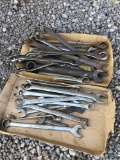 Two boxes of large combination wrenches.