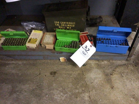 Assorted Partial Boxes of 45 colt, 44 Mag, 12 ga, 44 S &W Ammo & Ammo Can. No shipping