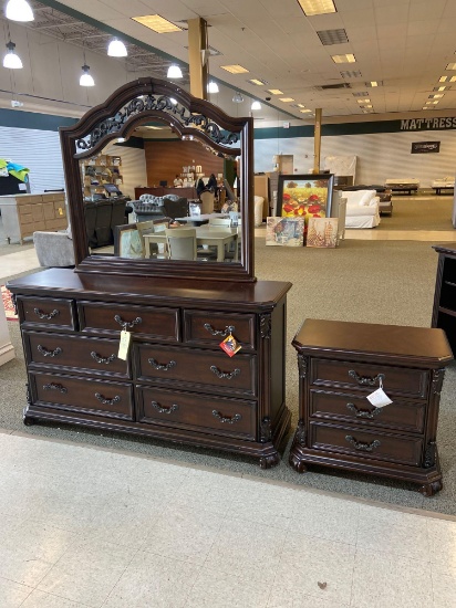 Liberty Furniture Mirrored Dresser and Night Stand