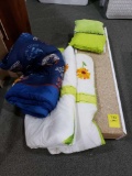 Comforters, pillows, display box