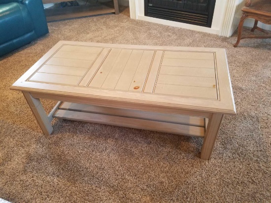 2 piece end table set, coffee and end table, silver teak color