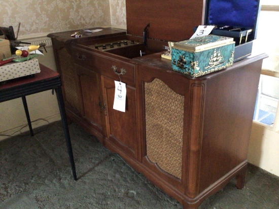 The Fisher Anniversary Series Stereo Cabinet w/ Ambassador Radio & Garrard Record Player