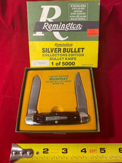 1988 Remington Muskrat #R-4466 silver bullet knife, #830 of 5000 made!