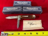 (3) 1999 Remington Ranch Hand #R103 limited edition bullet knives, MIB. Bid x3.