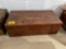 Wood hinged top box with metal handles, 39 inches wide