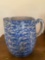 Spongeware decorated stoneware pitcher, 7 1/2