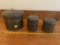 (3) tin pails w/ wire handles.