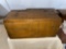 Early wood hinged top box with metal handles