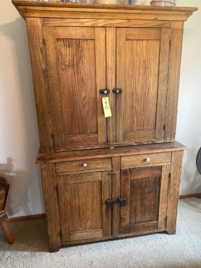 2-Pc. antique cupboard, 78" tall x 50" wide.