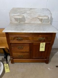 Victorian wash stand with marble top and backsplash