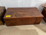 Wood hinged top box with metal handles, 39 inches wide