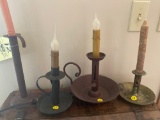 (4) old candle holders, electrified.