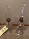 (2) Old glass oil lamps.