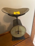 Hanson Bros. 24 lb. brass dial scale w/ brass tray, 1899 patent.