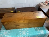 Wooden hinged lid carpenters box tool box