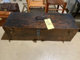 Wood carpenters box with saw 36 inches long