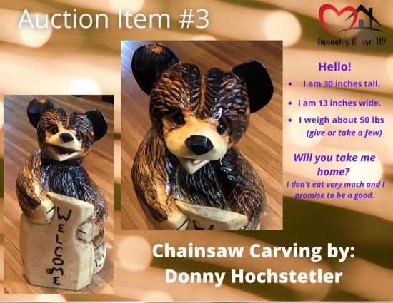 Premier Item 3 Chainsaw Wood Carving - Bear by carver Donny Hochstetler 30 Inches tall 13 Inches