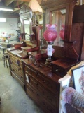 Floral Carved Dresser w/ Mirror