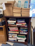 Bookcase, Books, Western Reserve Magazine and Mason Jars