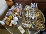 6 boxes of figurines, japan head busts, tea pots, pig bank