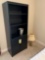 Black bookcase 6 foot tall, brass lamp