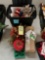 1 tote of Christmas decorations, nutcracker cookie jar, candle holders, molds and more