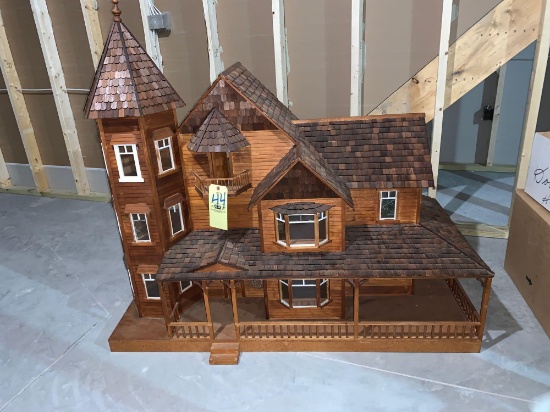 Large elaborate wood doll house with accessories