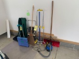 Camp chairs, snow shovel, dolly carts, small vacuum, step stool