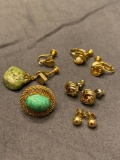 Assorted earrings and earring backs some 14k gold