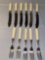 Partial set of (11) pcs. flatware, sterling banded EPNS knives & forks w/ French ivory style