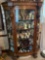 Old oak china cupboard w/ carved griffins & claw feet, 67