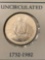 1732-1982 Washington commemorative silver half dollar, UNC.