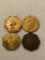 (4) California Gold coins (1853, 1855, 1857 dates). Replicas, NOT GOLD.