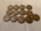 (13) 1909 Lincoln wheat cents.
