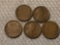 (5) 1909 VDB Lincoln wheat cents.